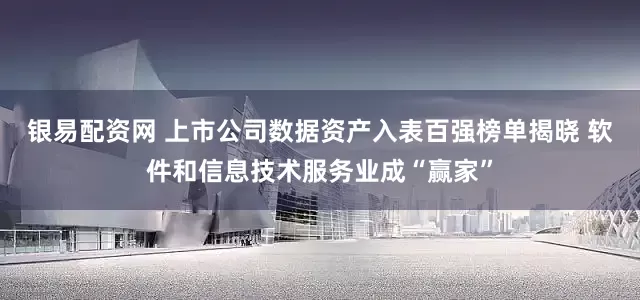银易配资网 上市公司数据资产入表百强榜单揭晓 软件和信息技术服务业成“赢家”